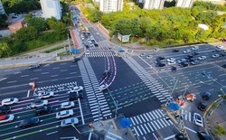 대전시, 반석네거리 색깔유도선 설치로 운전자 혼선 해소