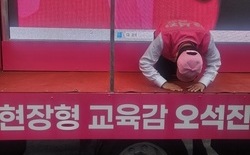 오석진 대전교육감 후보, 공식 선거운동 첫날, ‘큰절’로 시작